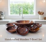 Handmade Wooden Bowls and Plates 7 Pieces Set