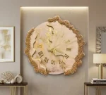 Opal White Gold Marble Resin Clock | Geode Style Wall Decor | 18 Inch Silent Clock - Image 3