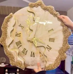 Opal White Gold Marble Resin Clock | Geode Style Wall Decor | 18 Inch Silent Clock - Image 4