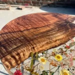 Handmade Resin Coffee Table with Dried Flowers & Teak Wood - Image 3
