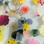 Handmade Resin Initial Keychain: Emerald Green and Gold Leaf - Image 7