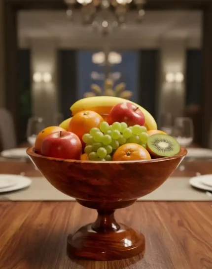 Wooden Bowl with Stand : Elegant Kitchen & Dining Decor
