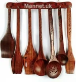 Handcrafted Wooden Kitchen Utensil Set 6 Cooking Utensils. Nonstick Kitchen Cookware.
