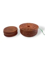Handcrafted Wooden Coaster Set: Rustic Drink Coasters & Holder - Image 5