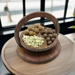 Handmade Wood Carving Folding Fruit Basket - Image 6