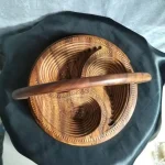 Handmade Wood Carving Folding Fruit Basket - Image 5