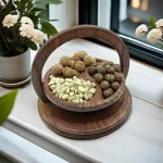Handmade Wood Carving Folding Fruit Basket - Image 4