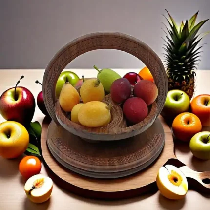 Handmade Wood Carving Folding Fruit Basket