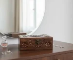 Hand Carved Wooden Jewelry Box | Floral Mandala Storage Chest, Vintage Style Keepsake - Image 3