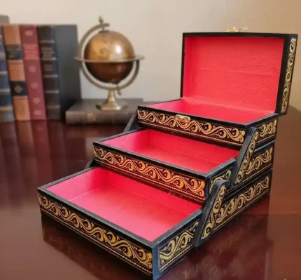 3 Layer Vintage Wooden Jewellery Box Large Decorative Jewellery Storage