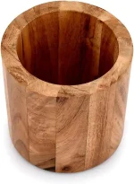 Acacia Wood Desk Organizer: Pen, Pencil, Brush Holder (10.16cm) - Image 3