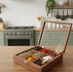 Handmade Wooden Spice Box | Masala Dabba with 9 Containers - Image 4