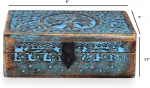 Handmade Mango Wood Blue Tree of Life Engraving Handcarved Jewellery Box - Image 3