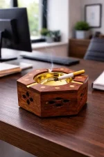Handmade Wooden Ashtray – Rustic Wood Smoking Tray - Image 7