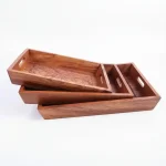 Wooden Handmade Tray Set of 3 – Rustic Serving & Decorative Trays, Natural Wood Home Decor
