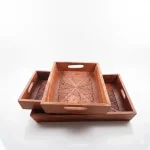 Wooden Handmade Tray Set of 3 – Rustic Serving & Decorative Trays, Natural Wood Home Decor - Image 2